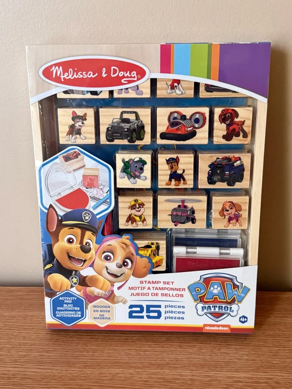 Melissa & Doug PAW Patrol Wooden Stamp Set - Red, Blue, Purple, Yellow